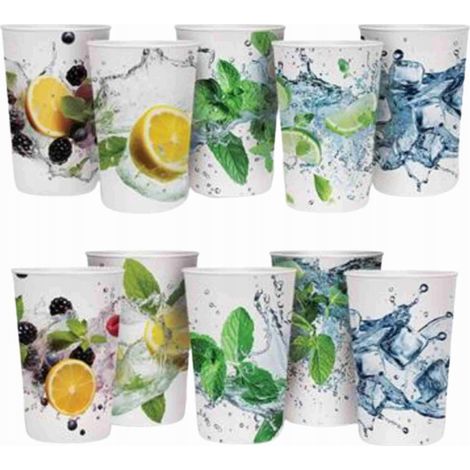 Bicchieri di carta monouso Fresh MIX per bevande fredde da 300 ml, 50 pezzi (1/5)