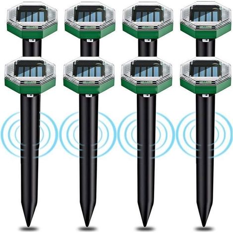 Anti Taupe Ultrason Solaire 8 pièces, Utilisable dans Les Jardins, Les Terrasses et Les Pelouses pour Repousser Les Taupes