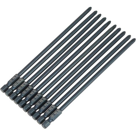 Jeu de 10 embouts de tournevis cruciformes PH2 en acier S2, tige hexagonale 1/4 pouce, outil de 150 mm