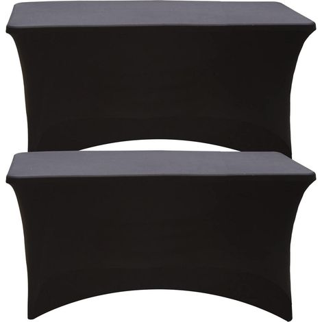 Spandex Tischdecke 2 Stück, rechteckig, 122x76cm, schwarz, waschbar