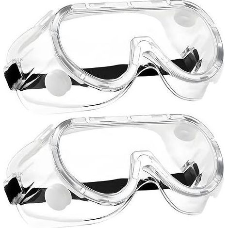2 Paires de Lunettes de Sécurité Transparentes avec Lentilles Anti Buée Protection Latérale et Protection UV pour Bricolage, Chimie, Travaux, Chantiers (1/4)