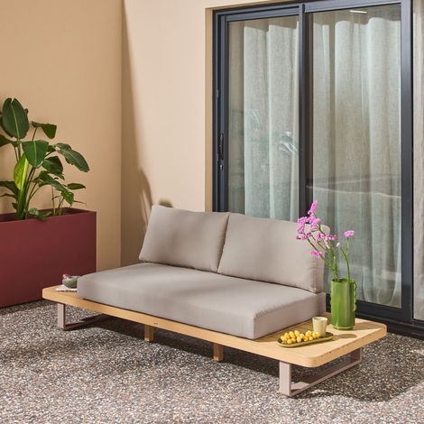 Banquette de jardin bois d'acacia et aluminium 2 places marron - Latika (1/5)