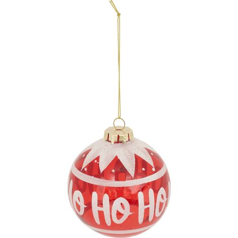 Palla di vetro hô hô hô d.9cm rosso e bianco - Atmosphera créateur d'intérieur