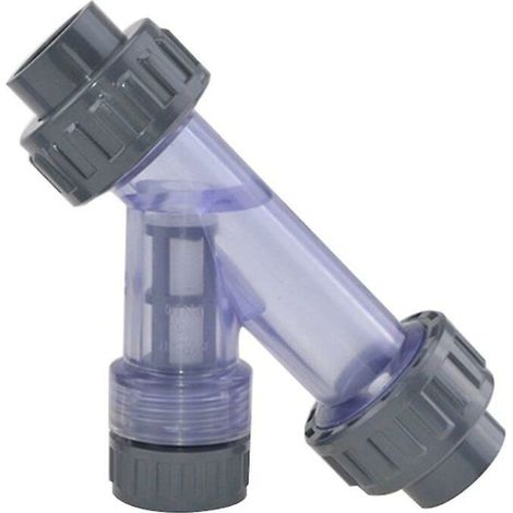 VURAHOME -Filtre en forme de Y en PVC transparent Réservoir de poissons Connecteur de tuyau en PVC Filtre d'irrigation Connecteur de tuyau d'eau de jardin 20-50mm Filtre à eau du robinet domestique (1/3)