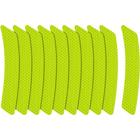 10 adesivi riflettenti - Nastro riflettente visibile, impermeabile, di sicurezza per auto, moto, bici, casco da rimorchio (giallo-verde) (1/5)