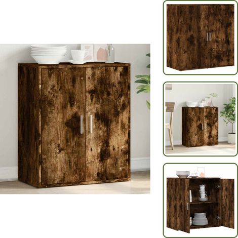 The Living Store Sideboard Räuchereiche 79x38x80 cm Holzwerkstoff - Sideboard - Wohnzimmermöbel - Holzmöbel - Regal - TV-Schrank (1/5)