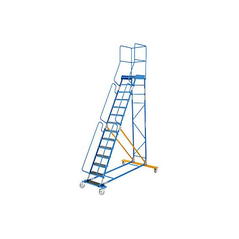 Escalera rodante con tarima  pieza insertada en los peldaños 