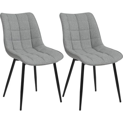 WOLTU Set di 2 sedie da pranzo in lino, sedie da cucina, gambe in metallo, grigio chiaro (1/5)