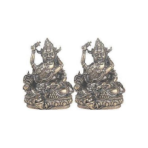 2 Stück Vintage Gott des Reichtums Figur Tisch Buddha Statue Messing Skulptur Figur