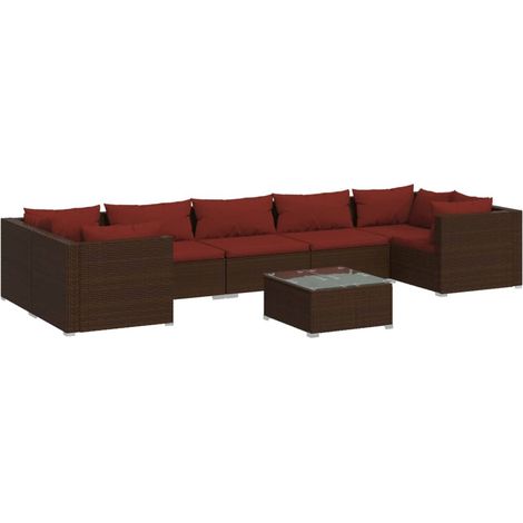 Maison Exclusive - 8-tlg. Garten-Lounge-Set mit Kissen Poly Ratta (1/5)