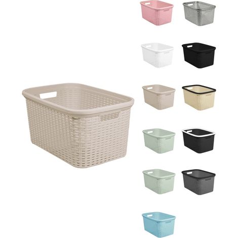 Cesta para la Colada 25 x 53 x 36 cm - Cesto ropa sucia – Cesta Rectangular con Asas diseño Mimbre
