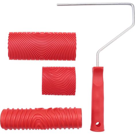 Rouleau à motifs empaistiques de 7 pouces + 2 outils de peinture imitation bois (1/5)