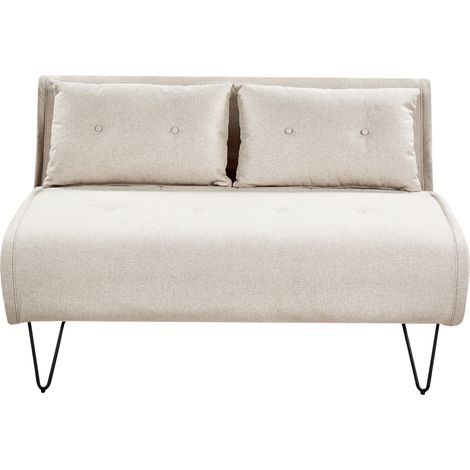 Sofá cama glamuroso 2 plazas con cojines de tela beige claro Vestfold (1/5)
