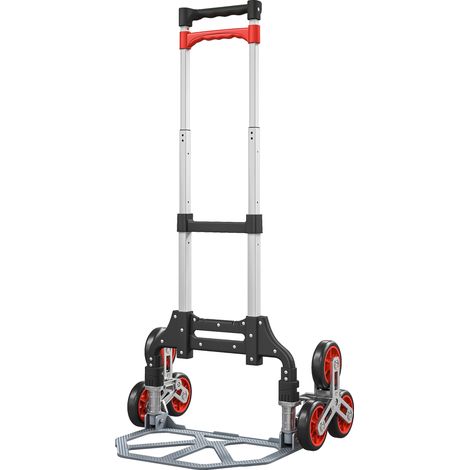 Chariot pliable escaliers 6 roues 70 kg aluminium rouge