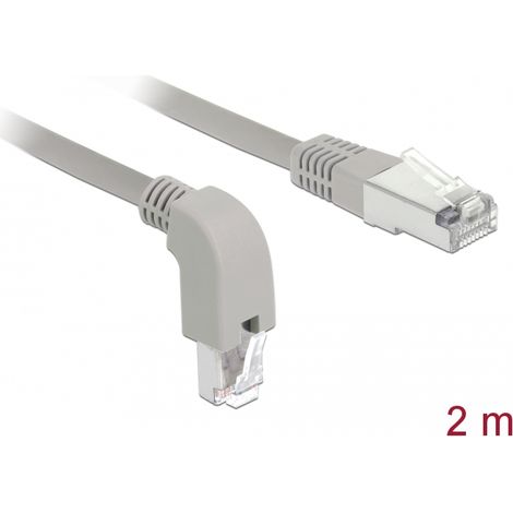 Delock Cable de red RJ45 Cat.6A S/FTP acodado hacia abajo / recto 2 m