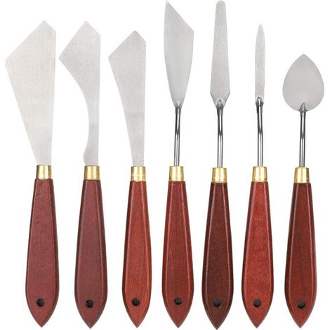 Spatule de peintre, couteau à palette, racloir à mélanger, ensemble de 7 pièces en acier inoxydable, peinture pour tableaux (1/5)