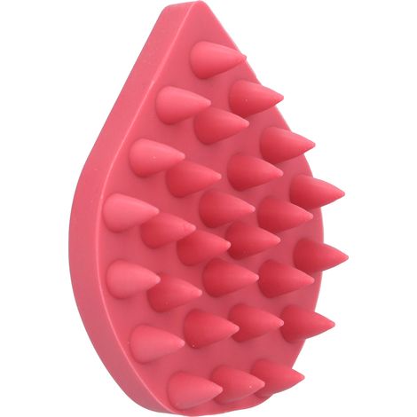 Brosse à shampoing massage en silicone pour cuir chevelu, peigne de nettoyage capillaire douche bain rouge (1/5)