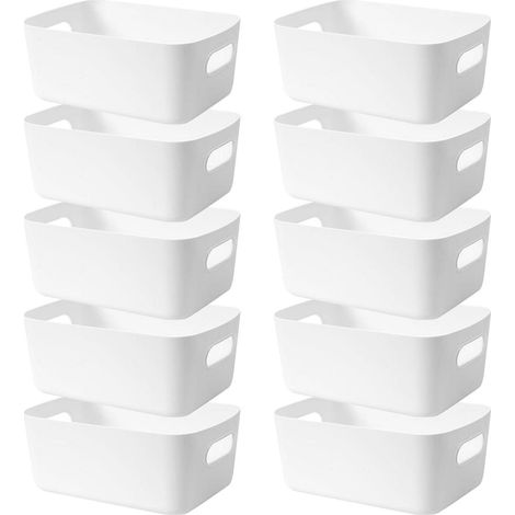 Aufbewahrungskörbe 10er Set Kunststoff mit Griffen 20cm Weiß/Bunt (1/5)
