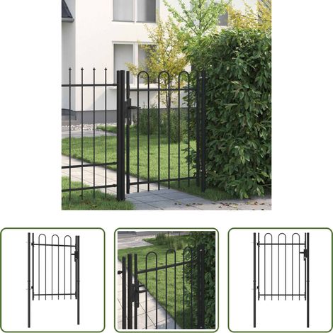 Zaun - Zauntor Boxtel Einzeltür mit Bogenabschluss Stahl 1 x 1,2 m Schwarz (1/5)