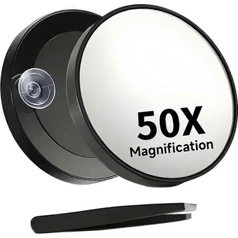 Miroir cosmétique grossissant x50 avec pince à ventouse – idéal pour les soins de la peau de précision – JBMEDIA (1/4)