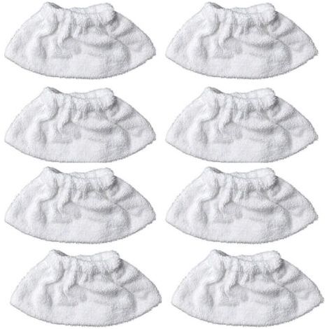 8 articles,Nettoyage à la vapeur en microfibre pour la buse manuelle, ensemble de chiffons éponge, housse en coton éponge, compatible avec la plupart des Nettoyeur à vapeur (Blanc) (1/4)