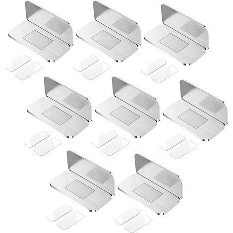 Lot de 8 Aimant Porte Placard Argenté avec Adhésif Transparent Loqueteau Magnétique Invisible sans Perçage Aimants Puissants pour Fermeture Tiroir Meuble Porte Coulissante Aimant Plat Adhésif (1/5)