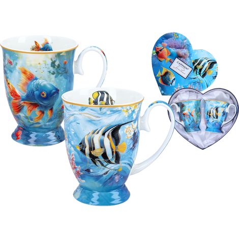 Set mit 2 Tassen L. Lozano Korallenriff Keramik Carmani 300 ml (1/5)