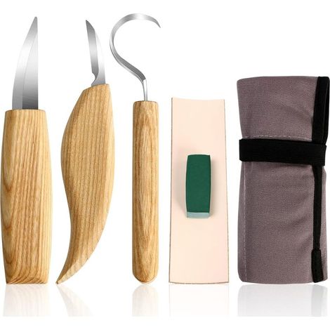 Ciseaux à Bois, 5PCS Kit Sculpture Bois, Couteaux à Découper Couteaux à Crochet Lame en Acier au Manganèse pour la Sculpture Sur bois, Charpentiers, Outils de Sculpture (1/5)
