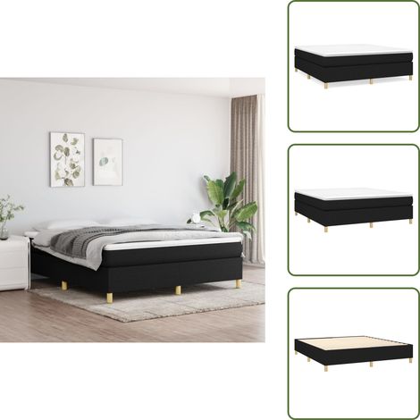 Sommier à lattes de lit avec matelas Noir 180x200 cm Tissu - Lit Double - Literie - Matelas À Ressorts Ensachés - Support Moyen Dur - Cadre De Lit (1/5)