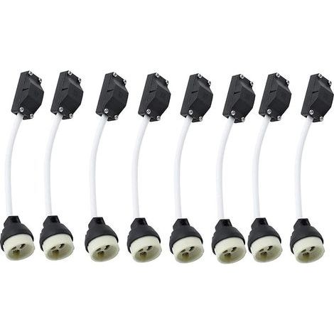 8 piezas de portalámparas cerámicos GU10 con conector de cable 2A 250V Adaptador de base de portalámparas GU10 con cables aislados para lámparas LED, bombillas halógenas, focos CFL y luces empotradas (1/5)