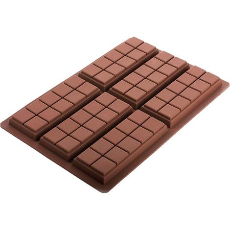 Set mit 2 Silikonformen für Schokoladenriegel und Pralinen (6 Fächer, 10 Abschnitte) - Schokolade (1/5)