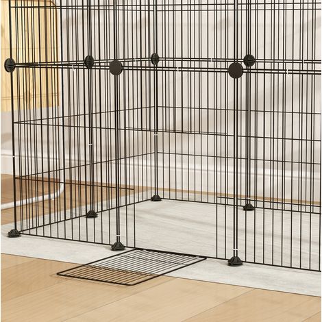 Kleintiergehege aus schwarzem Stahl mit Tür 120 x 60 x 80 cm OKWISH (1/5)