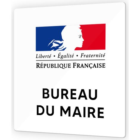 Pictogramme panneau signalétique pour mairie format 9 x 9 cm en Plexi Picto Noir - Modèle Bureau du Maire (1/3)