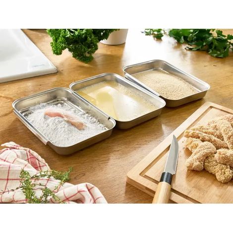 Ensemble pour paner inox 430 - 20,5x15,5x3cm empilable (1/5)
