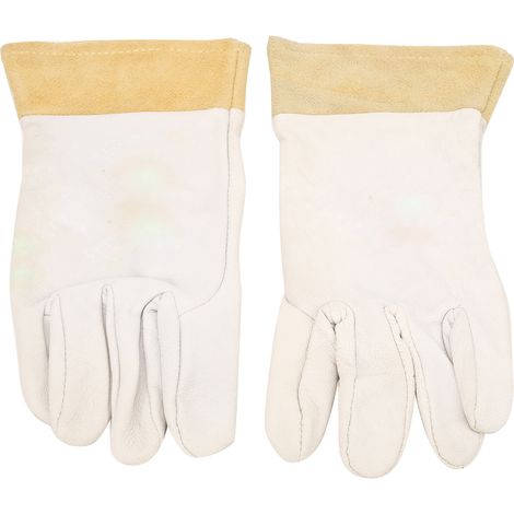 1 paire de gants de soudage TIG en peau de mouton douce et confortable, pour une protection optimale des mains. Longueur : 26 cm, largeur : 11 cm. (1/5)