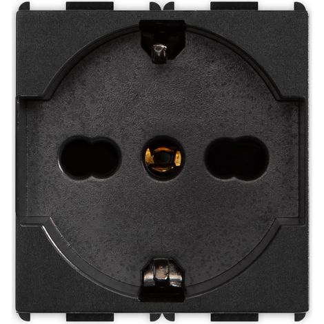 Presa Schuko bipasso 2P+T 16A P40 Nero serie Pixia Master 14170