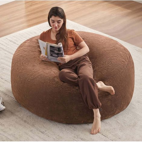 Fauteuil pouf 5FT convertible, 120 x 120 x 60 cm, coloris café, avec housse lavable DESVIAE (1/5)