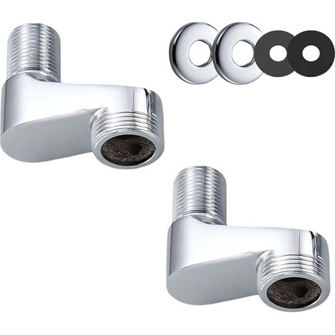 2 pièces Adaptateur de robinet de douche en S, Filetage extérieur coudé, Adaptateur de robinet de douche, avec anneau décoratif et joint d'étanchéité, Adaptateur de robinet de douche standard (1/5)