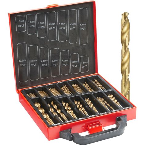 Juego de brocas de acero HSS Acero para Alta Velocidad 1.5 mm a 10 mm, 99 piezas (1/5)