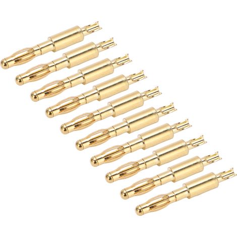 Lot de 10 connecteurs mâles banane 4 mm plaqués or à souder pour tests électriques DIY (1/5)