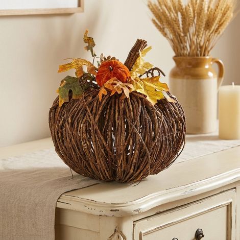 Decorative Rattan Pumpkin Ornament (1/2)