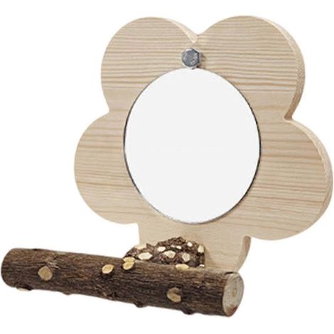 Perchoir avec miroir pour perruches, branches à grimper, jouets en bois pour cage à oiseaux (aras, perruches, calopsittes).-Brown