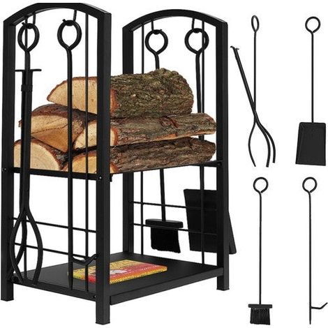 Northix Ikonka Supporto legna nera con accessori (1/5)