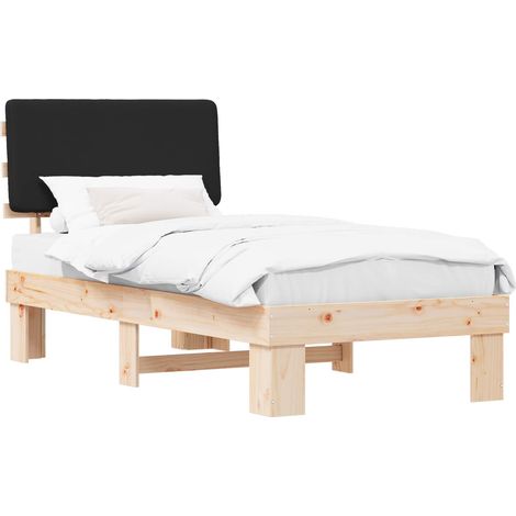 Estructura de Cama con Cabecera Tapizada Negro 90 x 200 cm vidaXL