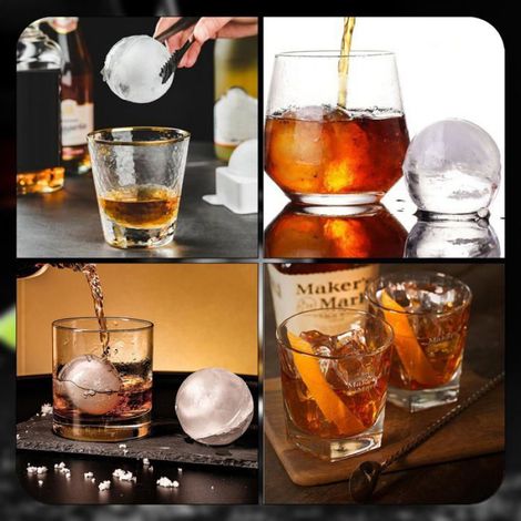 Bac à glaçon silicone - 2 pièces, 4,5cm rond avec couvercle - Sans BPA, entonnoir pour whisky Cuneary (1/5)