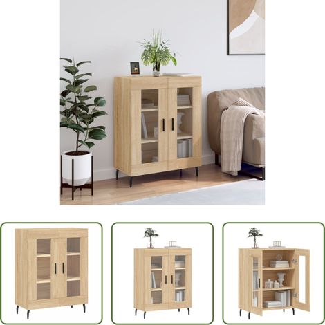 vidaXL Buffet verre -  Buffet chêne sonoma 69,5x34x90 cm bois d'ingénierie (1/5)