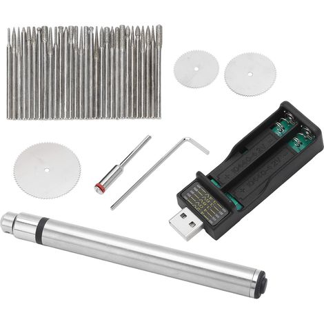 Mini graveur électrique, stylo à graver rechargeable USB, machine à graver sans fil avec 30 embouts, outil rotatif pour bijoux 5V (1/5)