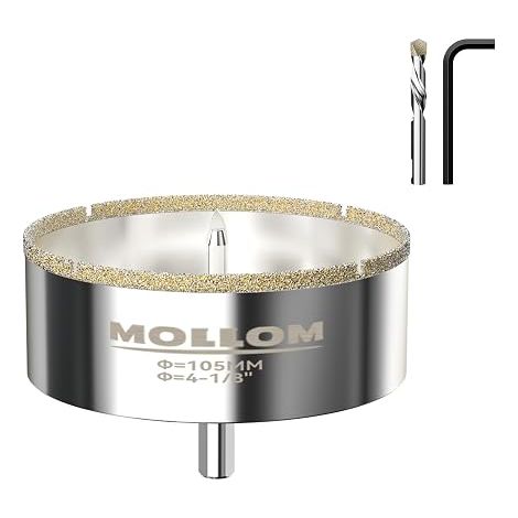 4-1/8" (105mm) Diamond Hole Saw with 2 Pilot Drills (1/5)
