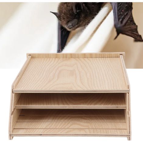 Fledermauskästen aus Holz, Fledermausunterstände für den Außenbereich, Fledermausunterstände unter Dachvorsprüngen, Holzfarbe (1/5)