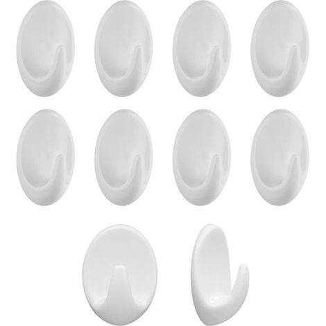 10 Kunststoffhaken – Größe M – 4,4 x 2,6 x 2 cm – Kleiderhaken – Multifunktionale, selbstklebende Haken – Wandhaken zum Anbringen ohne Bohren – Für Küche und Bad (1/5)